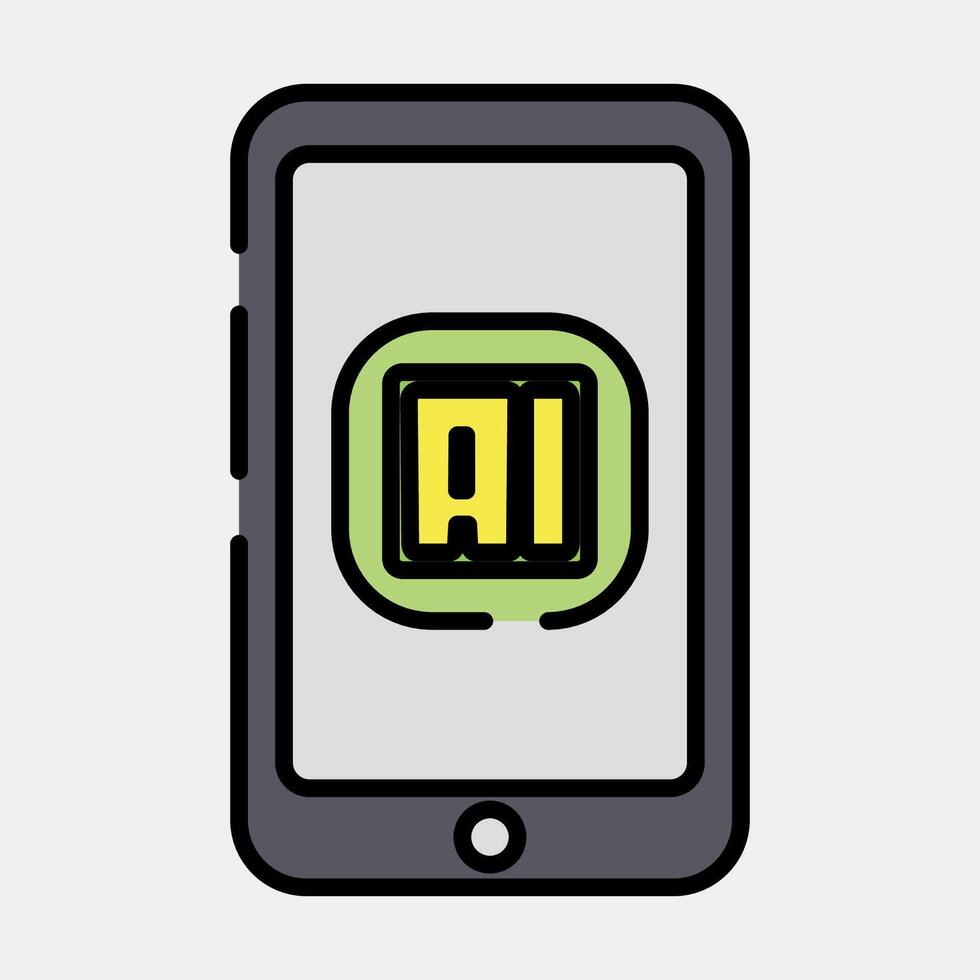 Icon ai application. Artificial intelligence elements. Icon in filled line style. vector