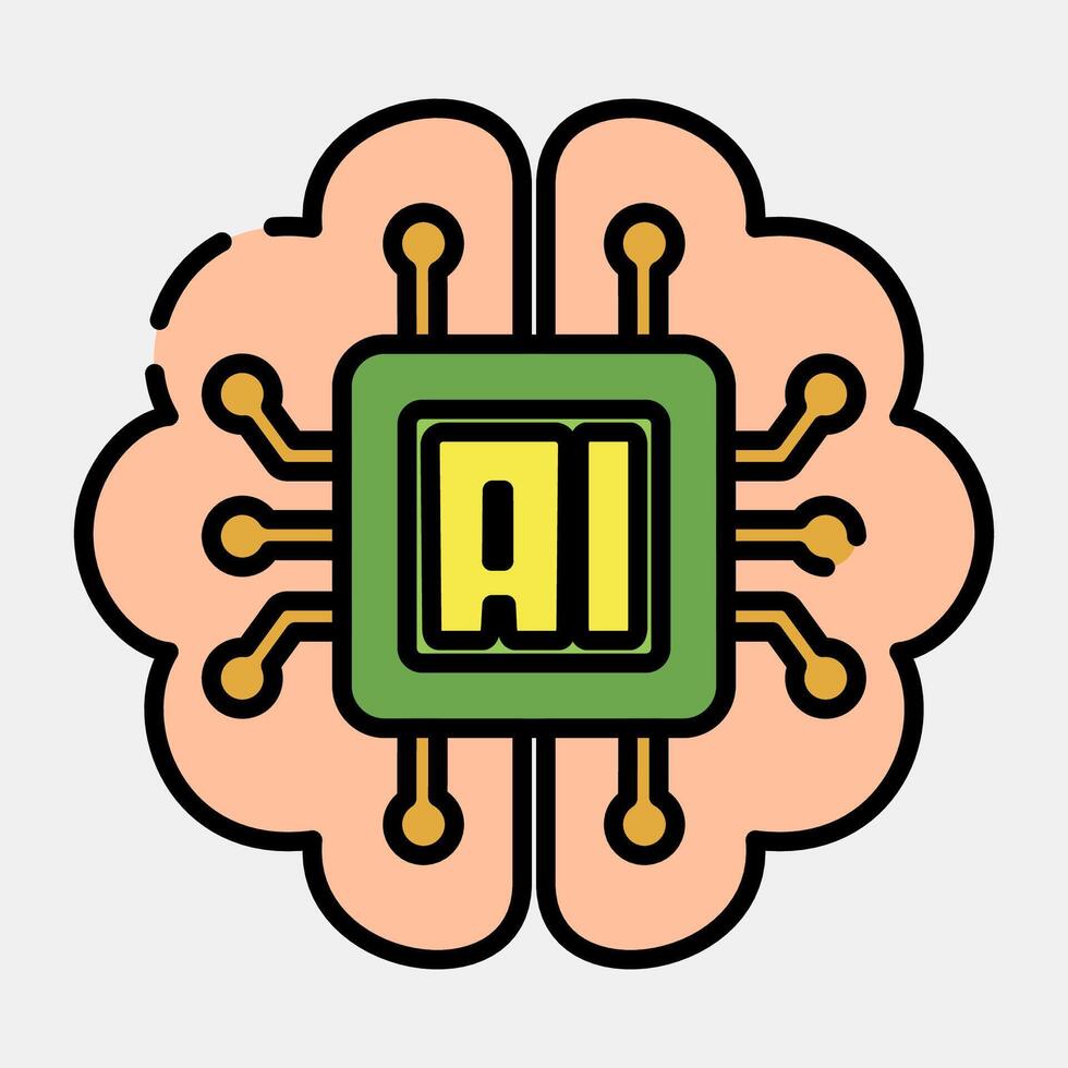 Icon embedded device. Artificial intelligence elements. Icon in filled line style. vector