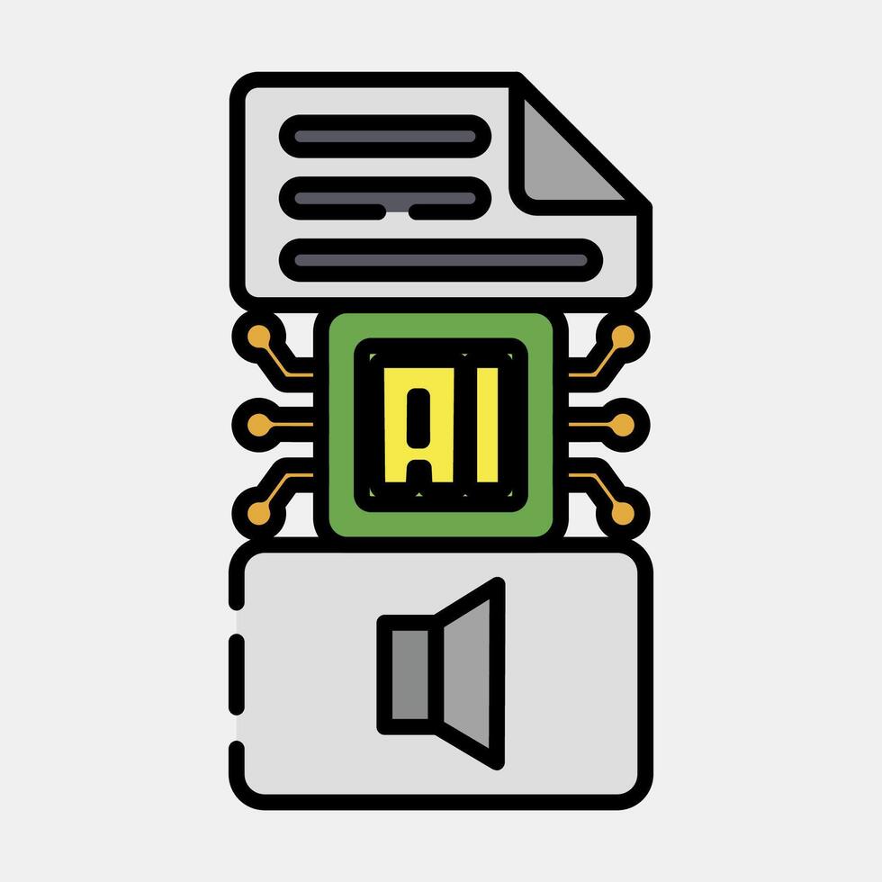 Icon text to sound. Artificial intelligence elements. Icon in filled line style. vector
