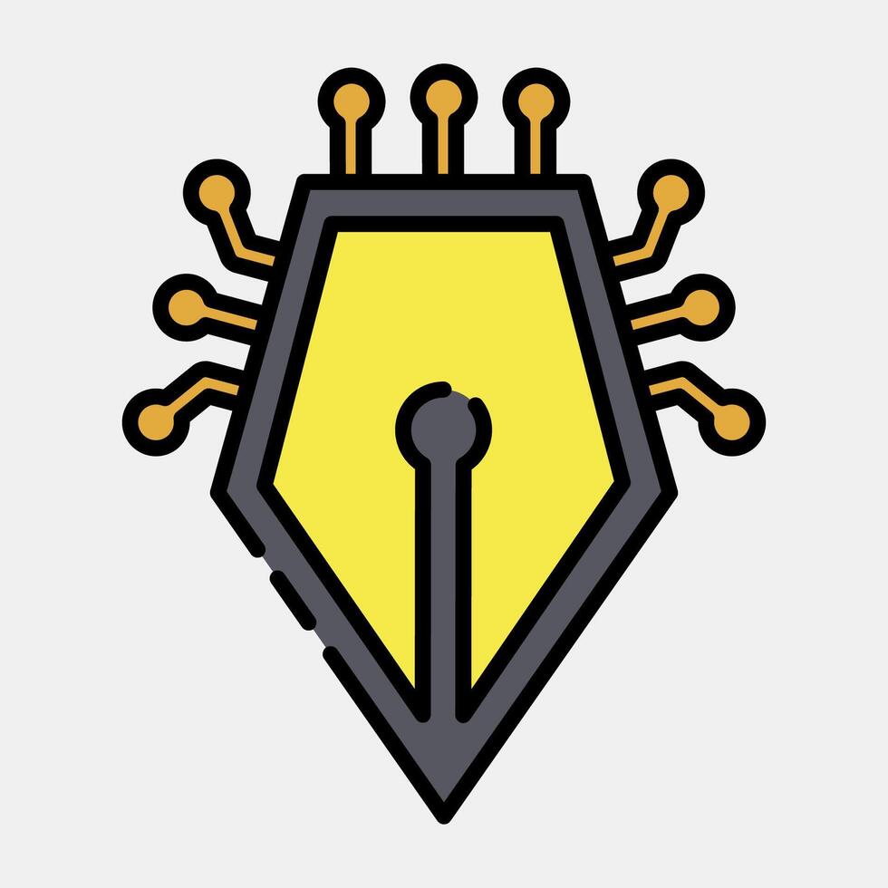 Icon ai writting. Artificial intelligence elements. Icon in filled line style. vector