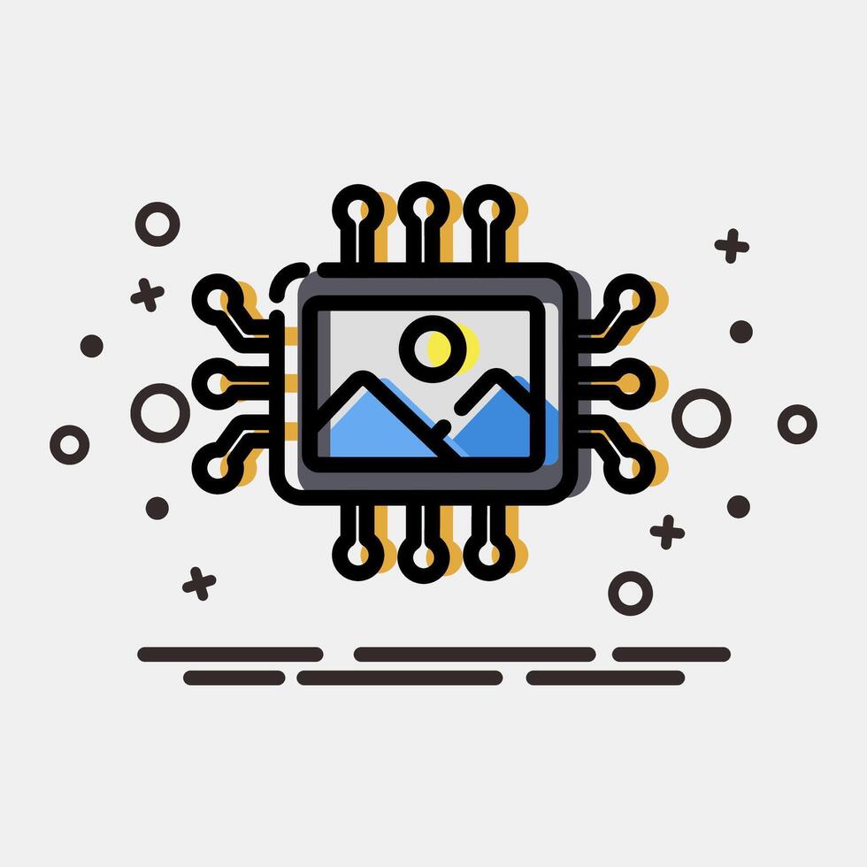 Icon ai image. Artificial intelligence elements. Icon in MBE style. vector