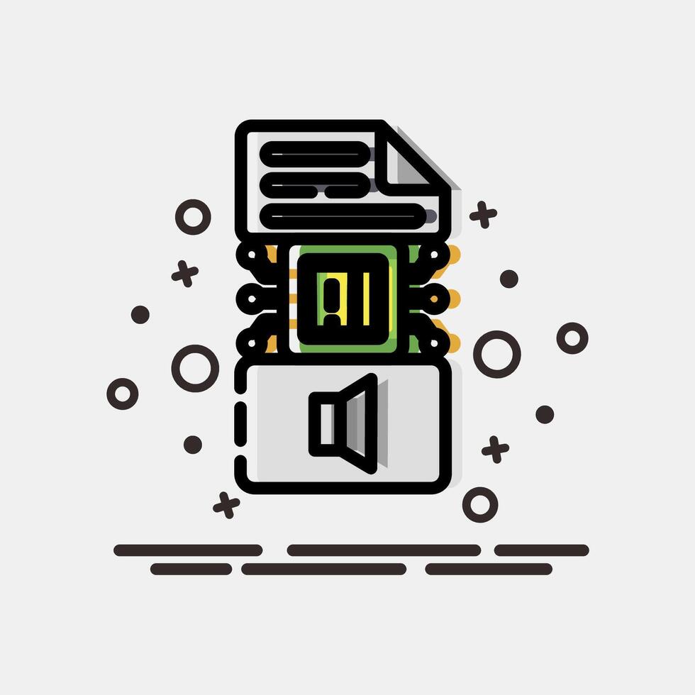 Icon text to sound. Artificial intelligence elements. Icon in MBE style. vector