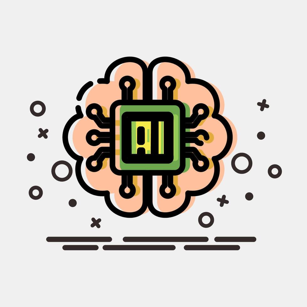 Icon embedded device. Artificial intelligence elements. Icon in MBE style. vector