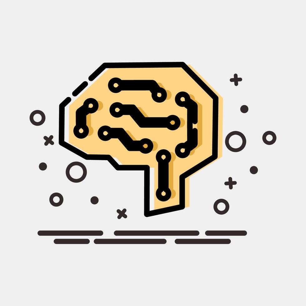 Icon digital brain. Artificial intelligence elements. Icon in MBE style. vector