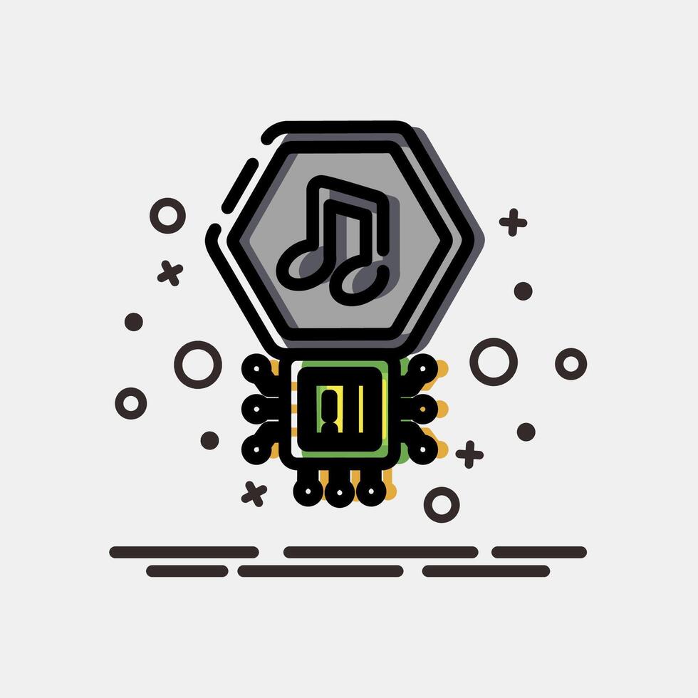 Icon ai music sound. Artificial intelligence elements. Icon in MBE style. vector