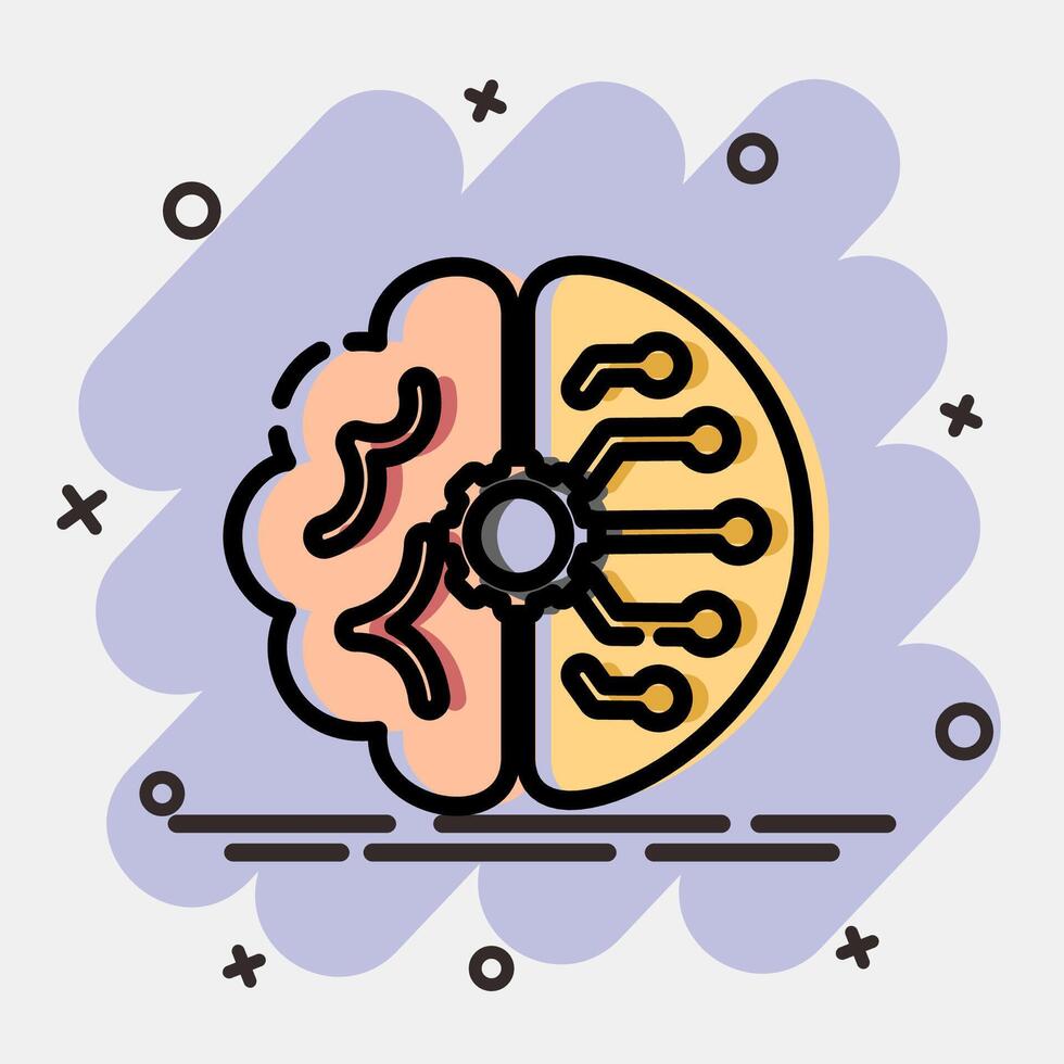 Icon artificial intelligence. Artificial intelligence elements. Icon in comic style. vector