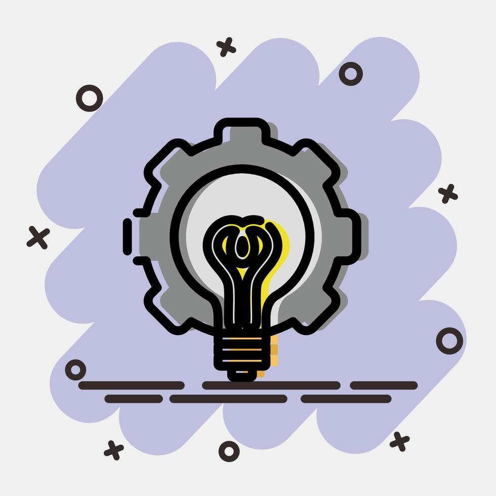 Icon brain storm. Artificial intelligence elements. Icon in comic style. vector