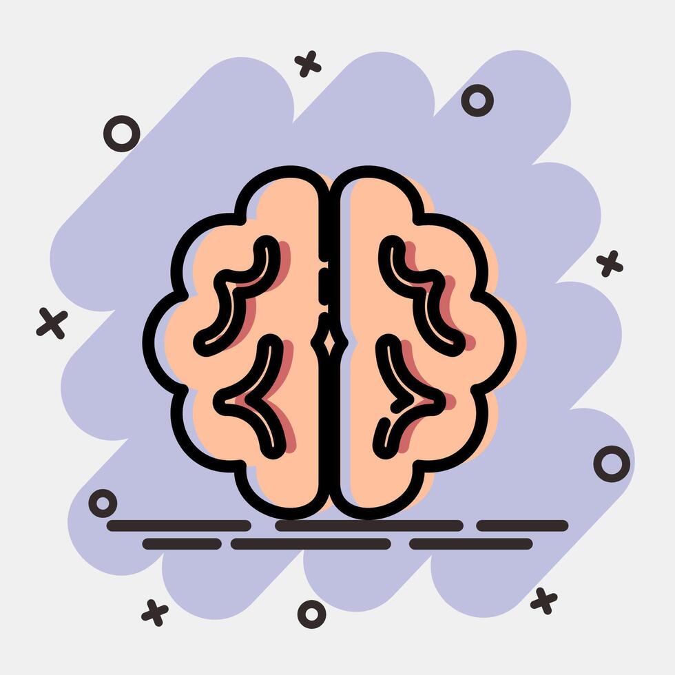 Icon brain. Artificial intelligence elements. Icon in comic style. vector