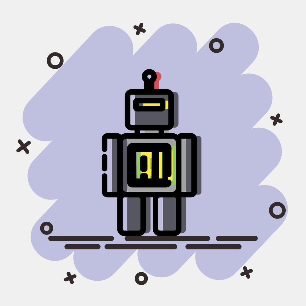 Icon robot. Artificial intelligence elements. Icon in comic style. vector
