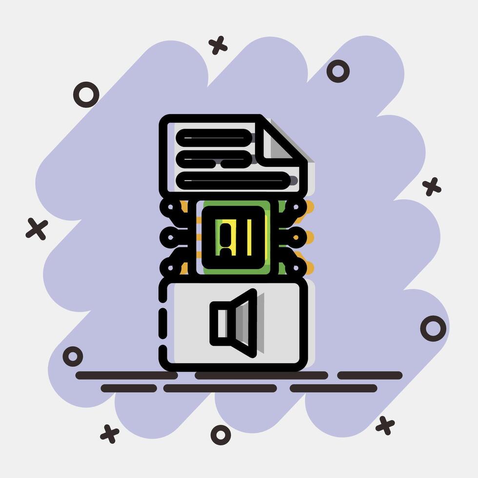 Icon text to sound. Artificial intelligence elements. Icon in comic style. vector