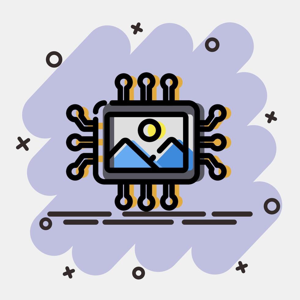 Icon ai image. Artificial intelligence elements. Icon in comic style. vector