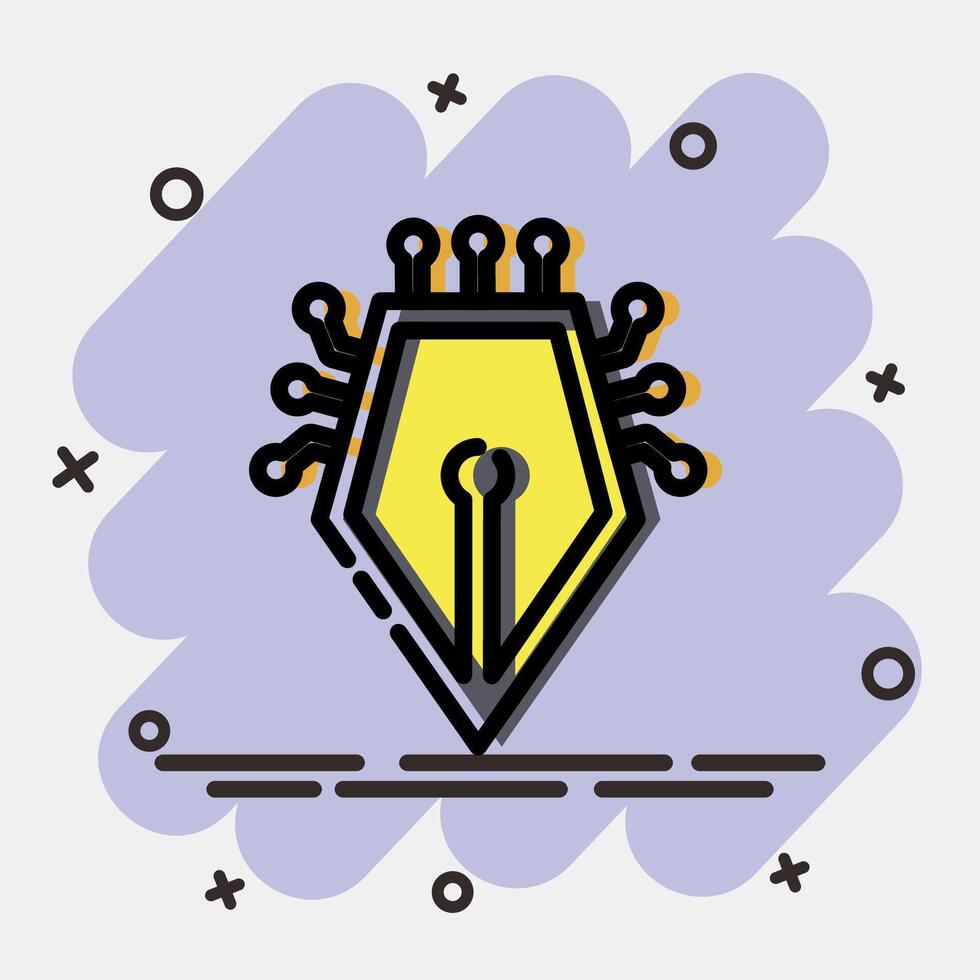 Icon ai writting. Artificial intelligence elements. Icon in comic style. vector