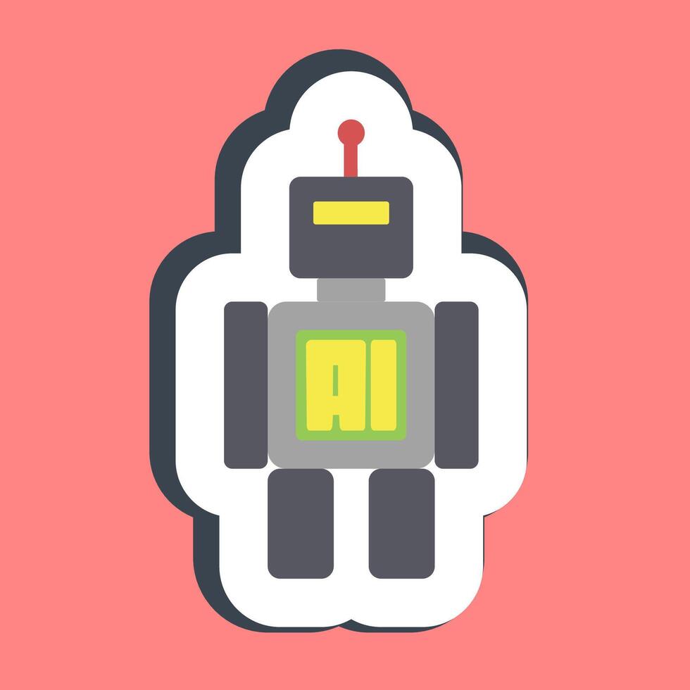 Sticker robot. Artificial intelligence elements. vector