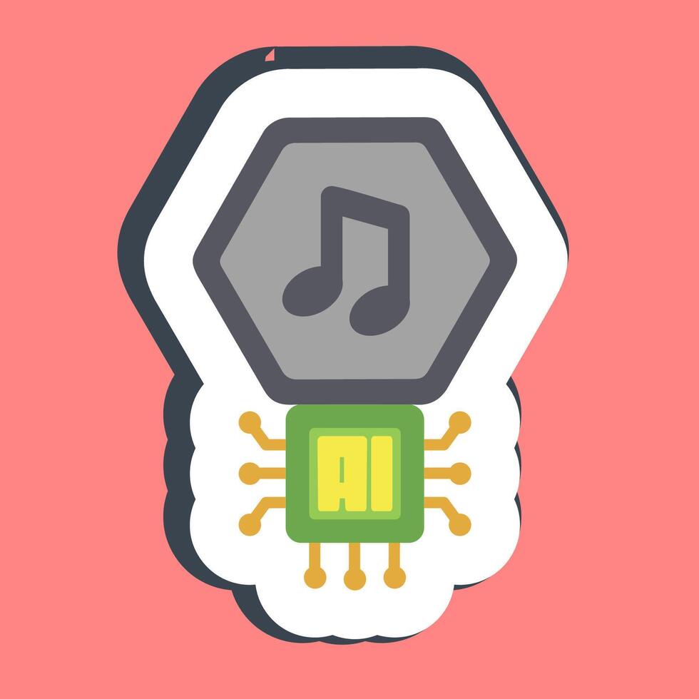 Sticker ai music sound. Artificial intelligence elements. vector