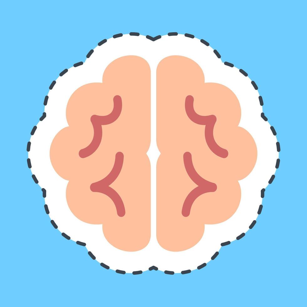 Cutting line sticker brain. Artificial intelligence elements. vector