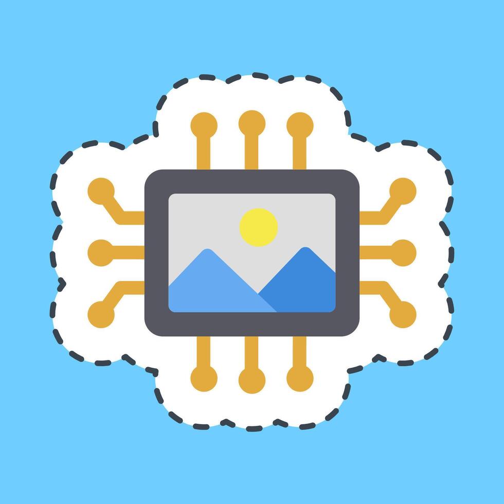 Cutting line sticker ai image. Artificial intelligence elements. vector