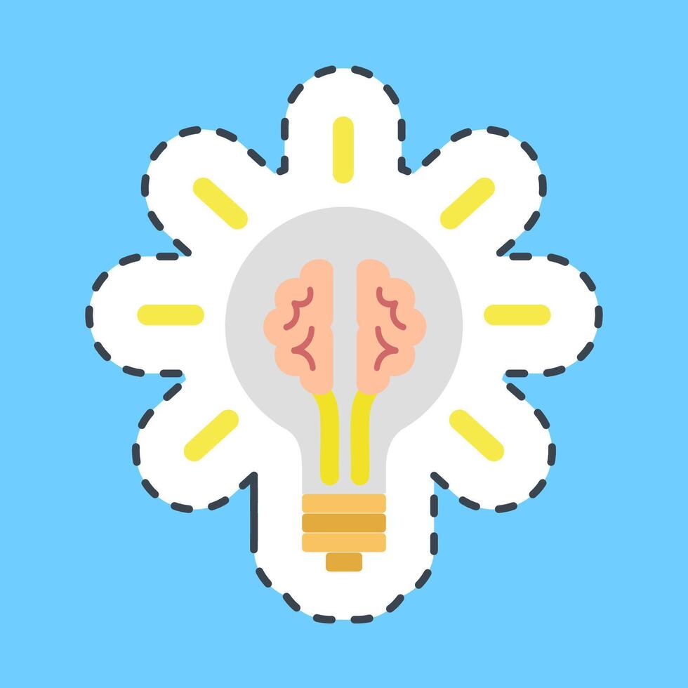 Cutting line sticker idea. Artificial intelligence elements. vector