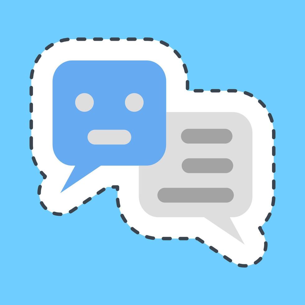 Cutting line sticker chat bot. Artificial intelligence elements. vector