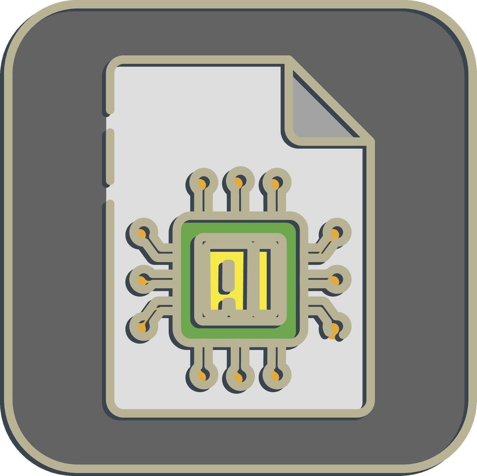 Icon ai document. Artificial intelligence elements. Icon in embossed style. vector