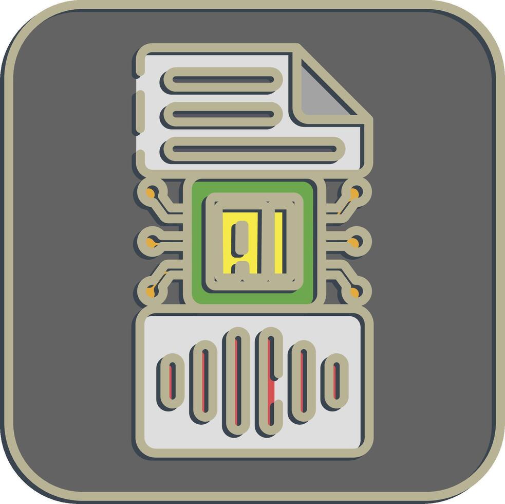 Icon speech to text. Artificial intelligence elements. Icon in embossed style. vector