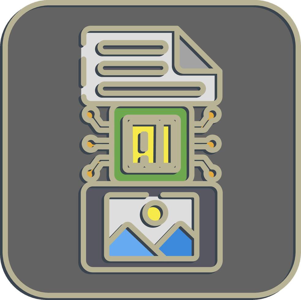 Icon text to image. Artificial intelligence elements. Icon in embossed style. vector