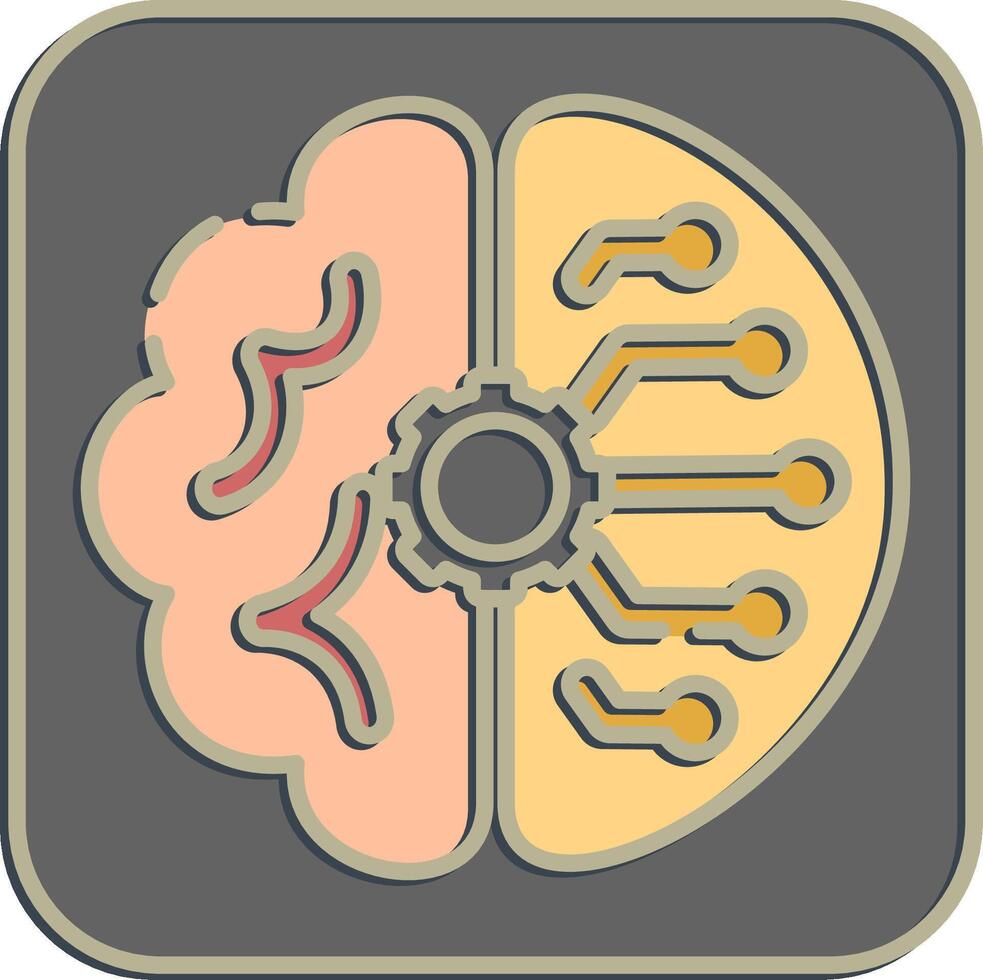 Icon artificial intelligence. Artificial intelligence elements. Icon in embossed style. vector