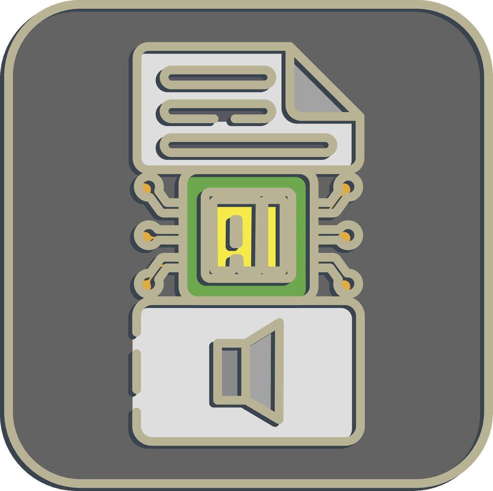 Icon text to sound. Artificial intelligence elements. Icon in embossed style. vector