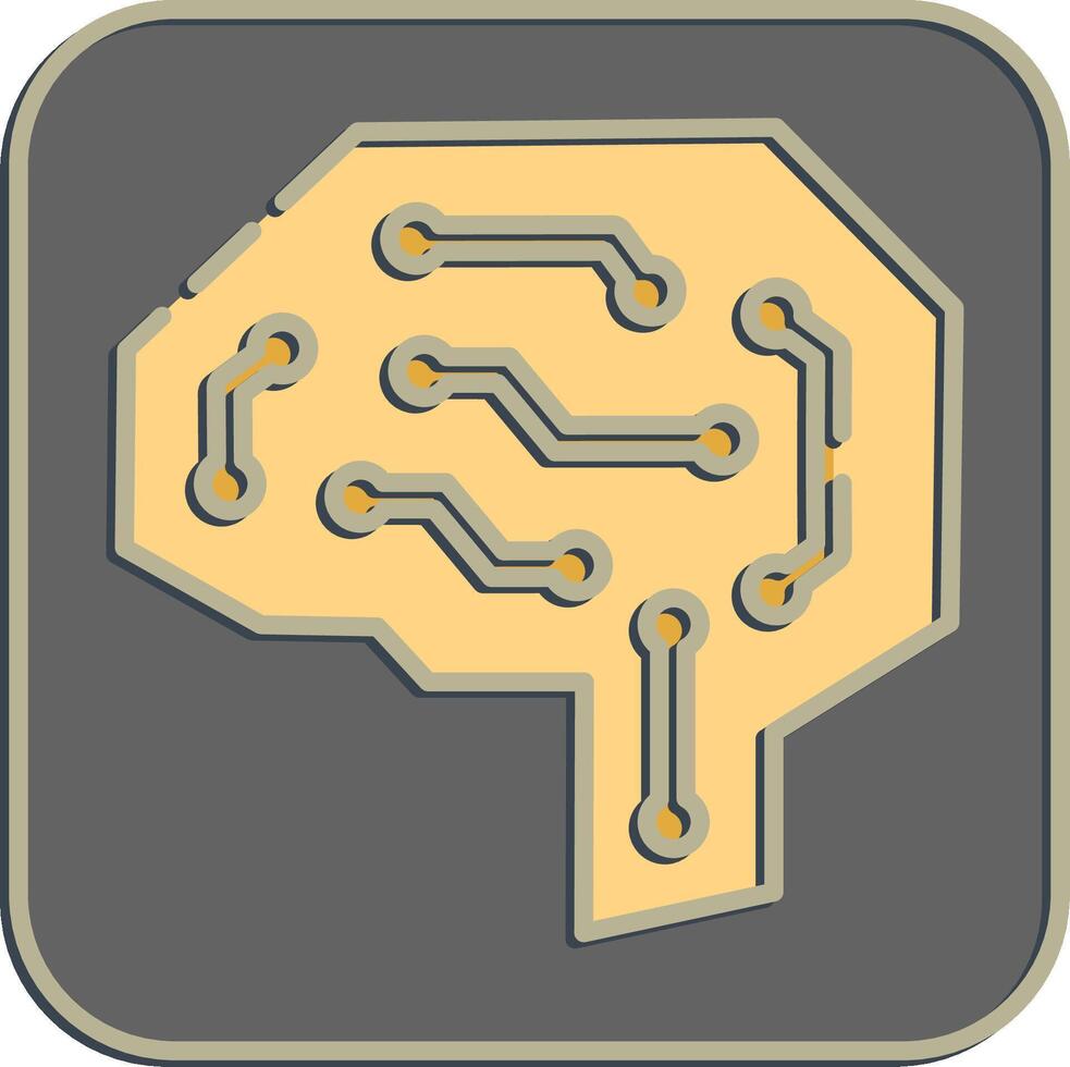 Icon digital brain. Artificial intelligence elements. Icon in embossed style. vector