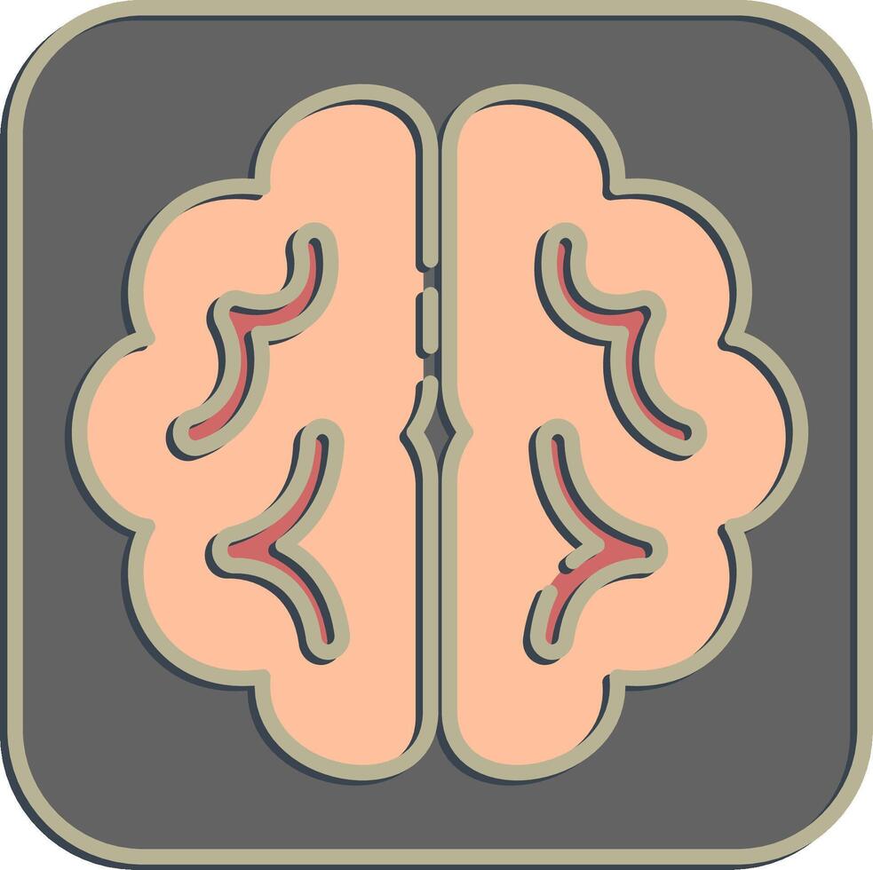 Icon brain. Artificial intelligence elements. Icon in embossed style. vector