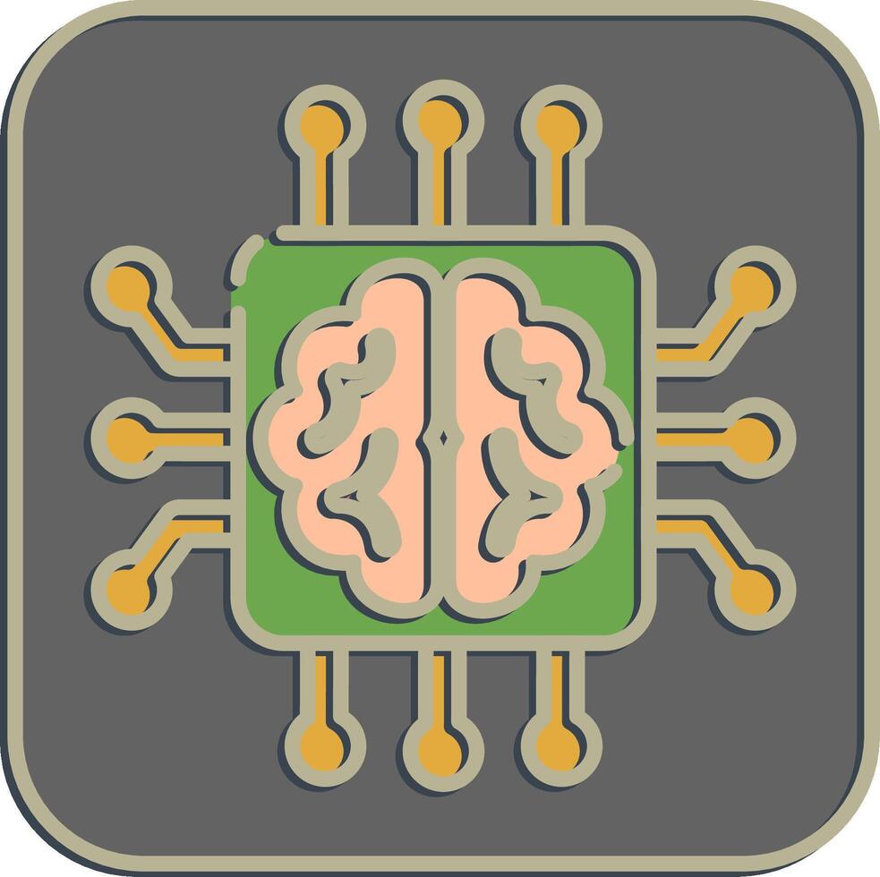 Icon artificial brain. Artificial intelligence elements. Icon in embossed style. vector