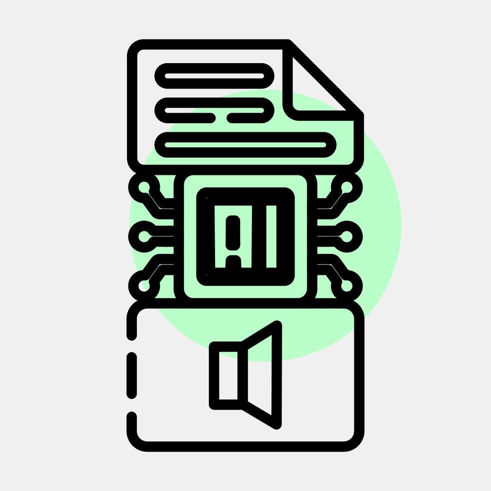 Icon text to sound. Artificial intelligence elements. Icon in color spot style. vector