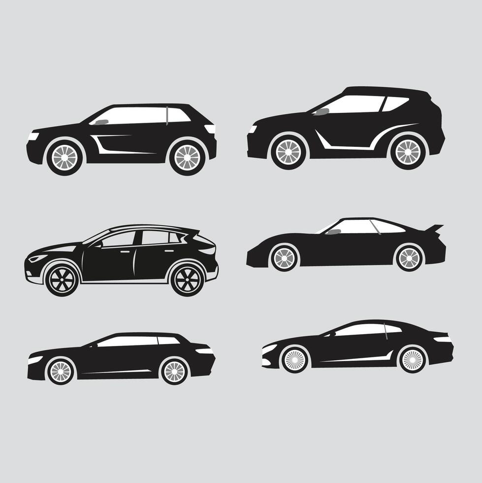 Modern Car and Vintage Car Silhouettes Collection vector