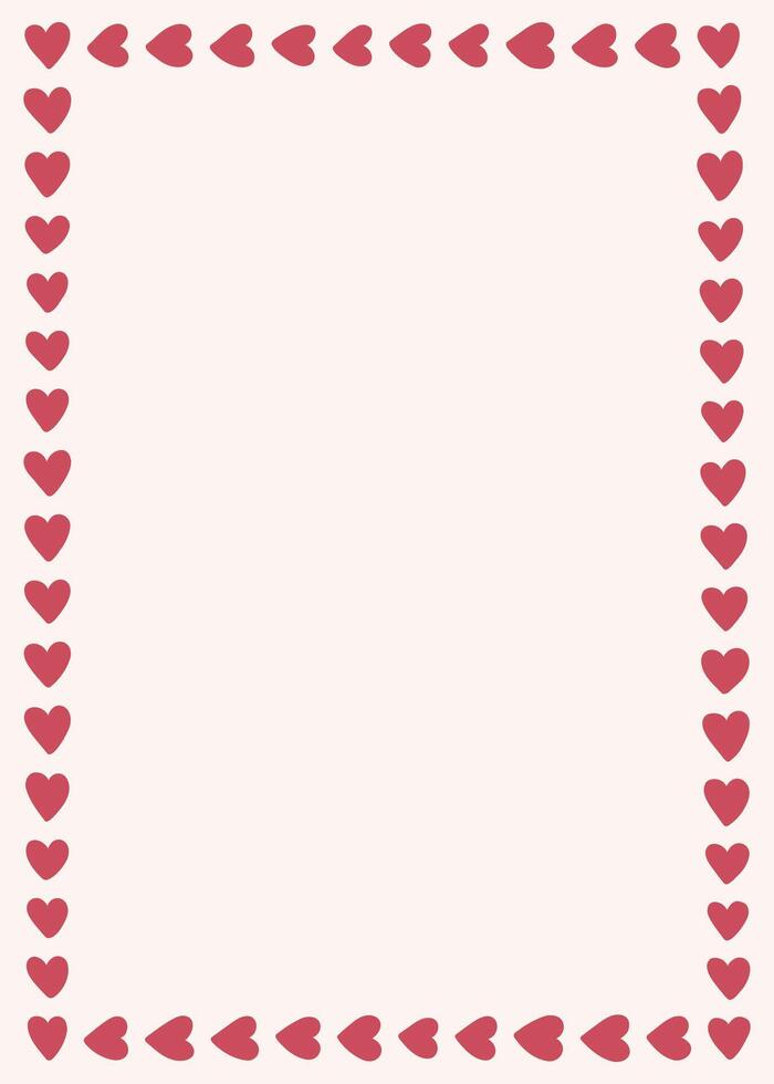 Heart rectangle frame for Valentines day. Love poster template. Border in place for your text. Hand drawn illustration vector