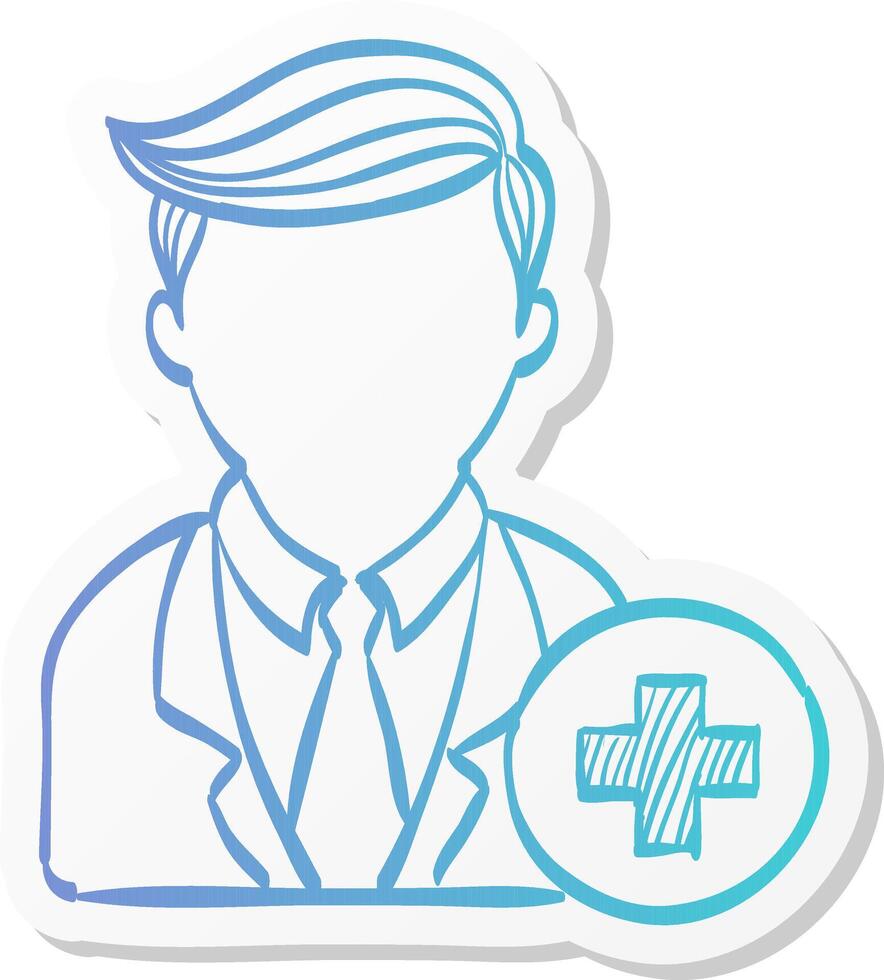 businessman with plus sign icon in sticker color style business office team add join recruit vector