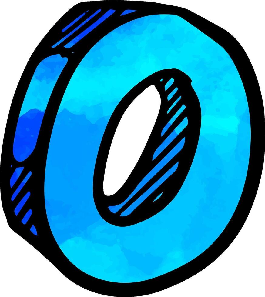 Zero sign hand drawn watercolor illustration vector