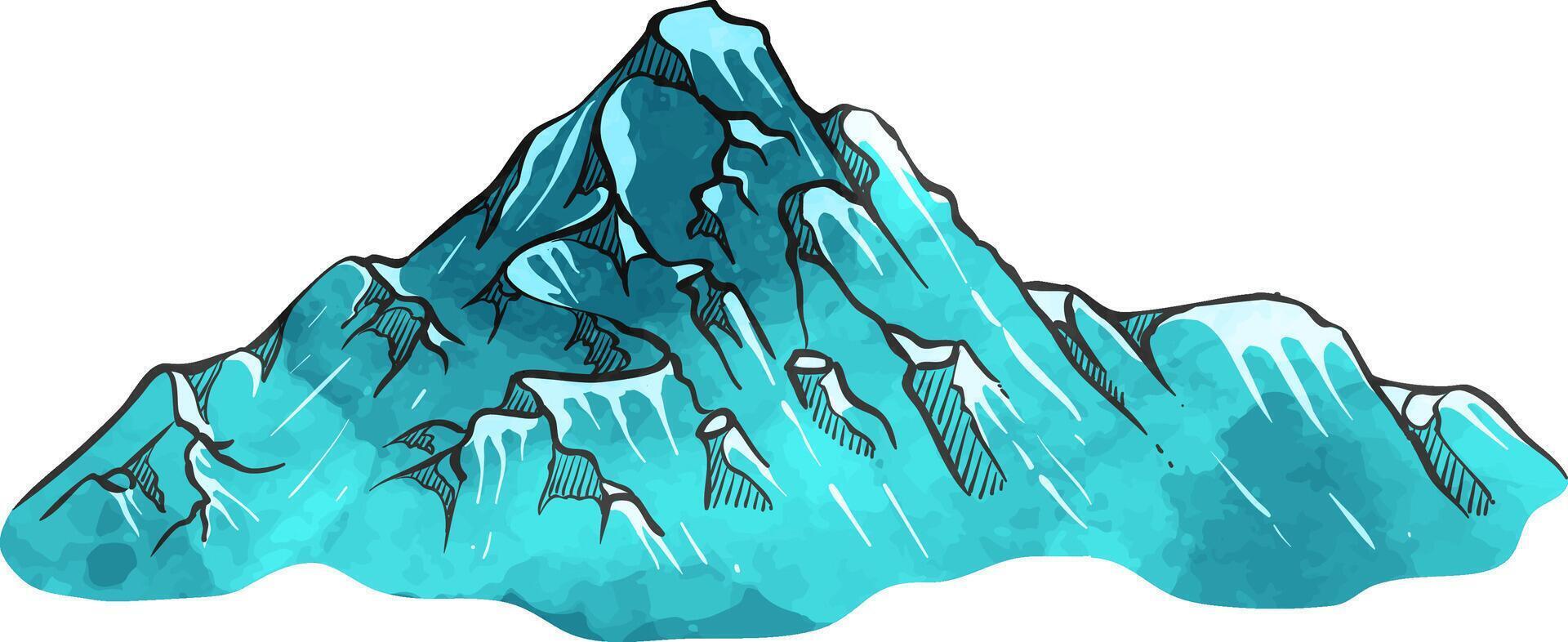 Mountain hand drawn watercolor illustration vector