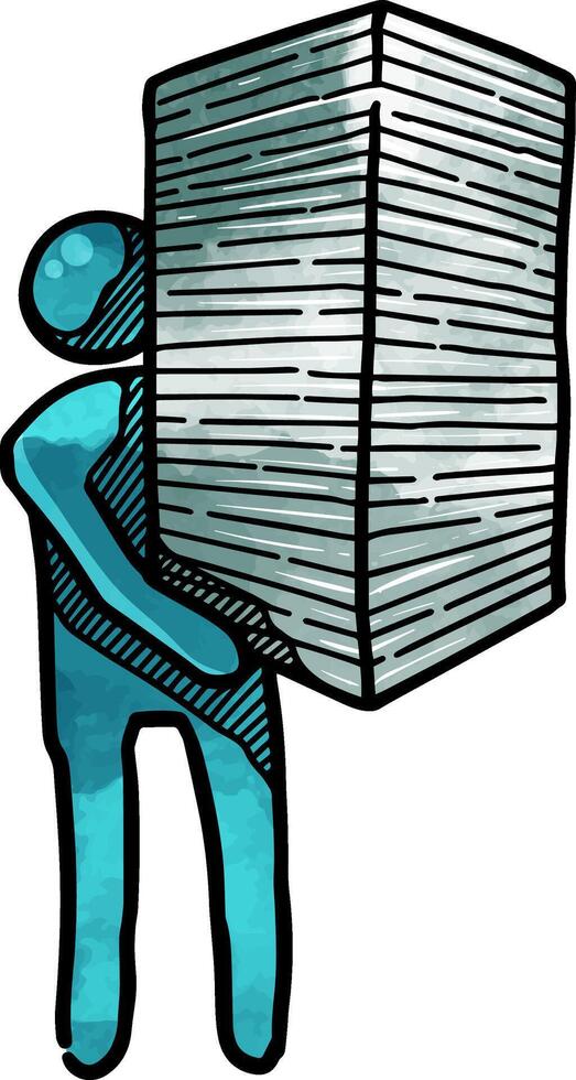 Man holding pile of papers icon watercolor illustration vector
