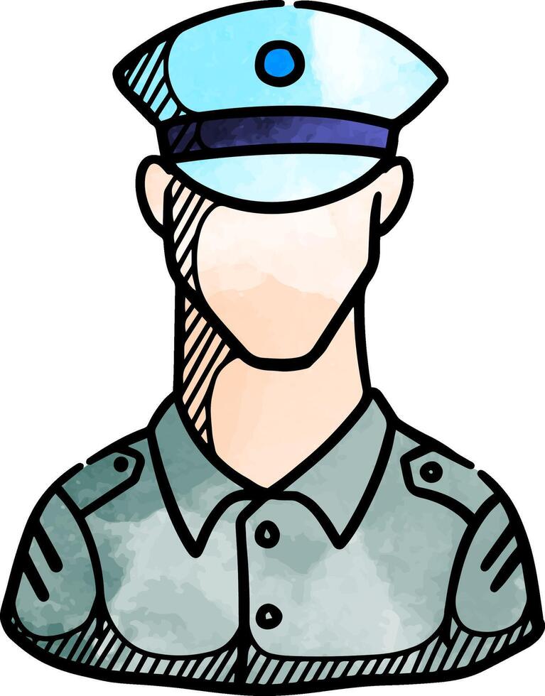 Man in uniform icon hand drawn watercolor illustration vector