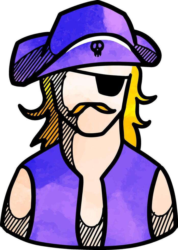 Pirate icon es hand drawn watercolor illustration vector