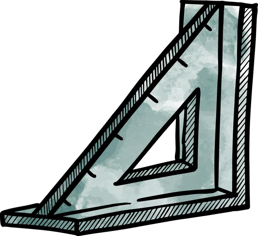 Triangular ruler icon watercolor illustration vector