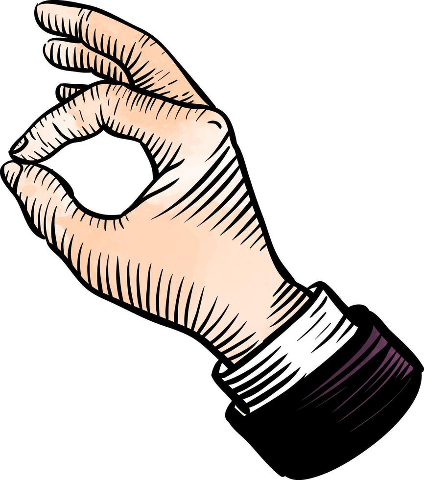 Okay gesture using thumb and index finger watercolor illustration vector