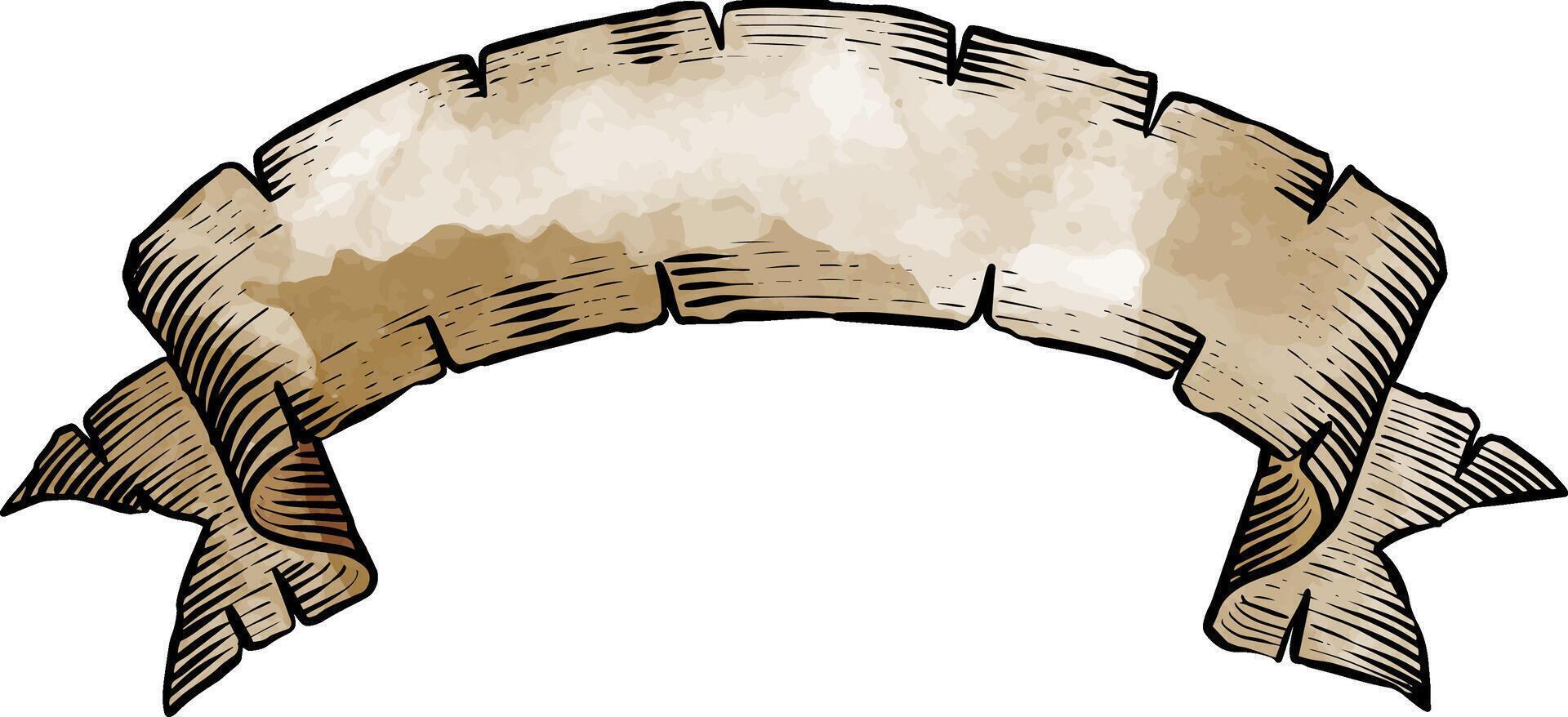 Hand drawn ribbon banners vintage elements watercolor vector