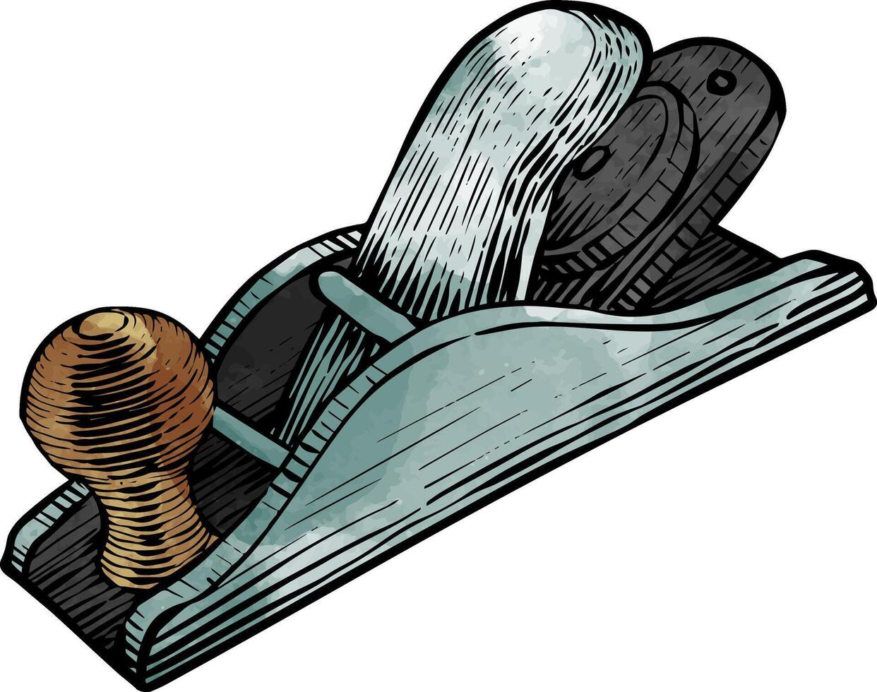 Wooden planer icon watercolor style vector