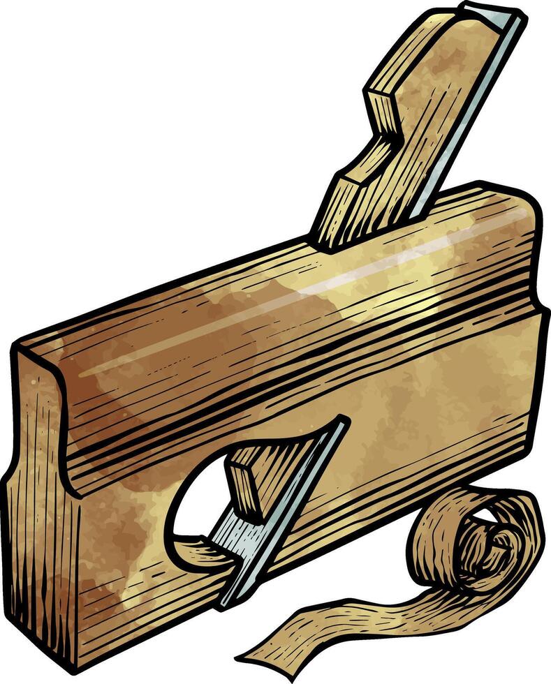 Wooden planer icon watercolor. vector