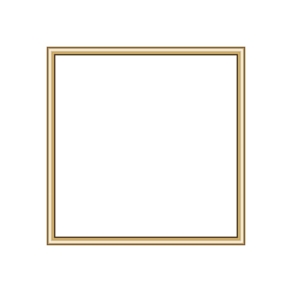 Square gold frame. Isolated luxury square golden border. Gold square frame mockup design element. vector