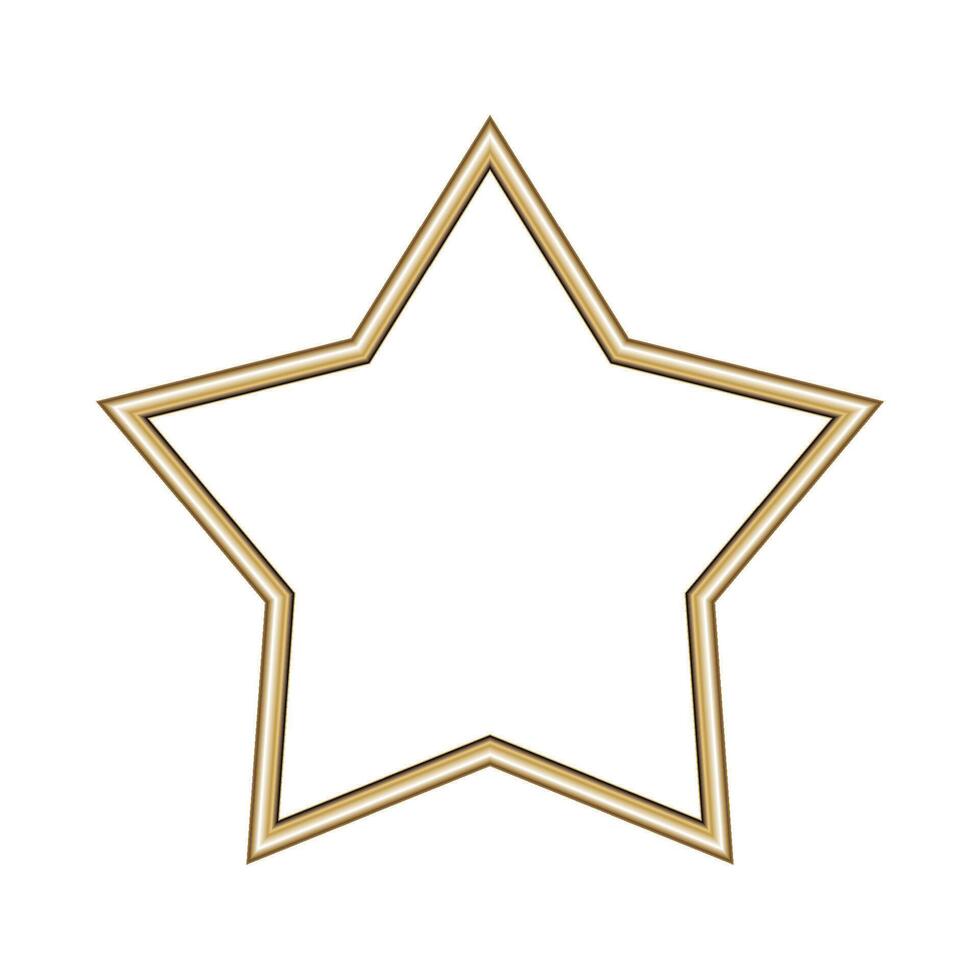 Star gold frame. Isolated luxury five pointed star golden border. Gold star frame mockup design element. vector