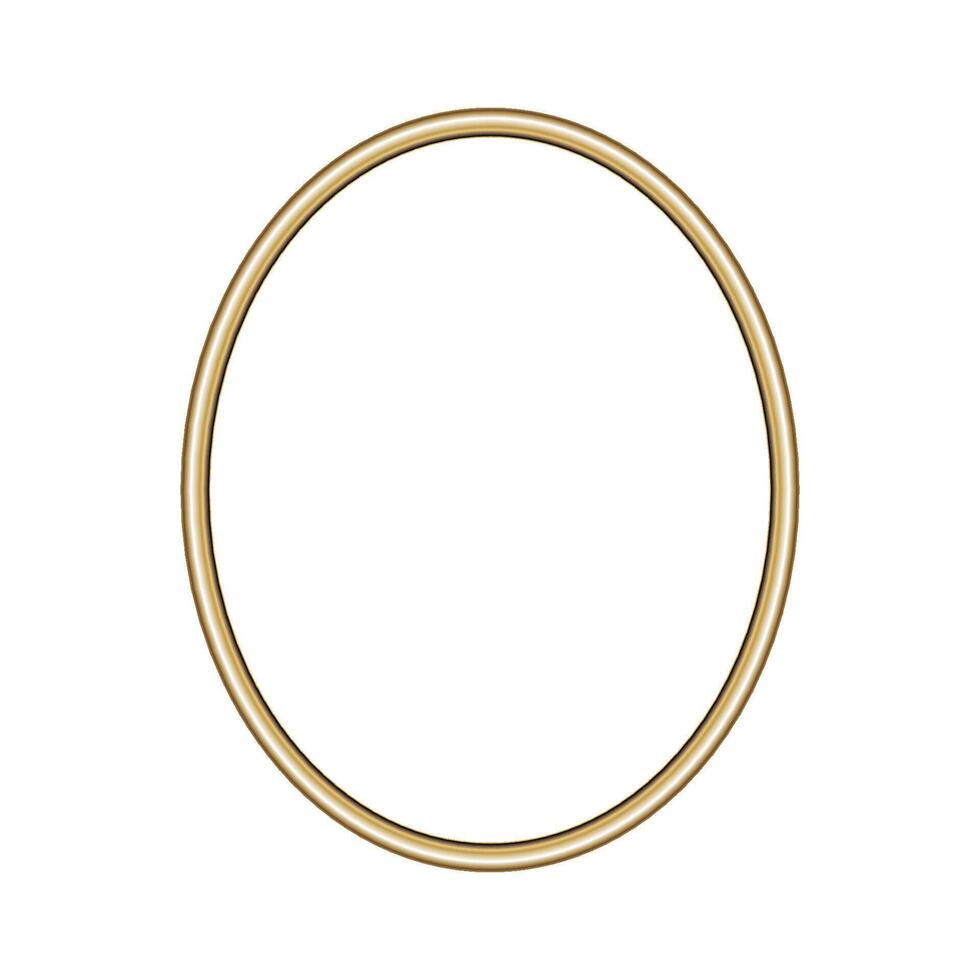 Oval gold frame. Isolated luxury oval golden border. Gold ellipse frame mockup design element. vector