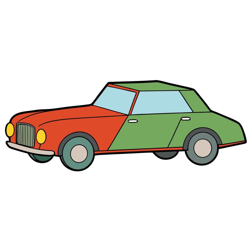 Simple Car Drawing on White Background vector