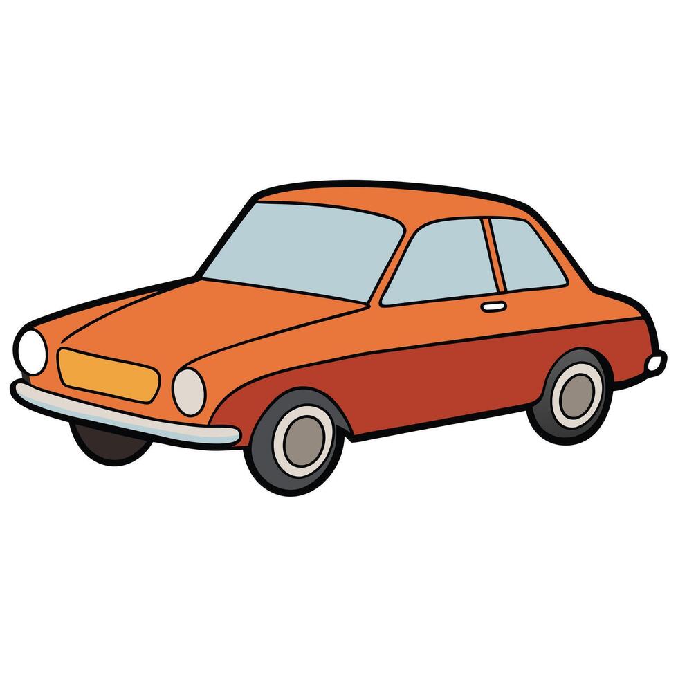 Clean Line Car Illustration on White Background vector