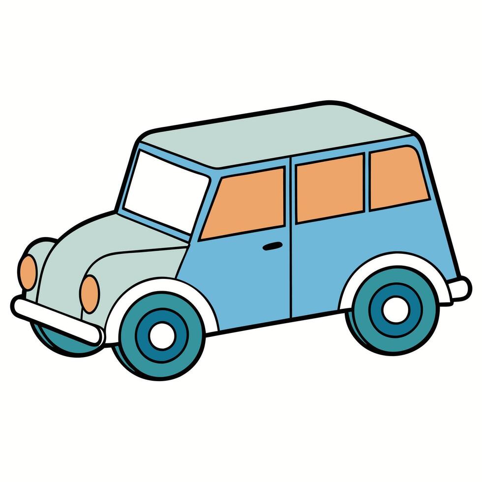 Isolated Car Design in Line Art vector